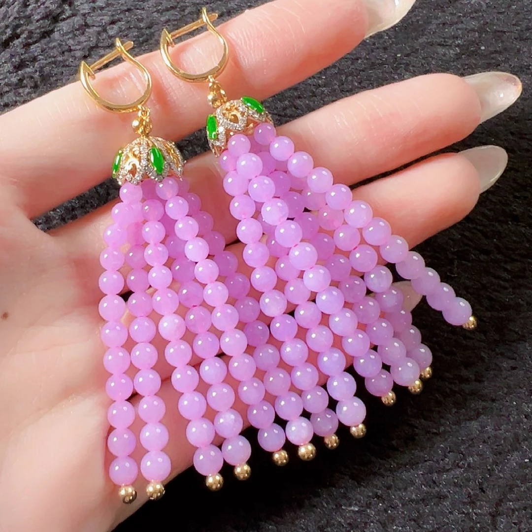 翡翠18K金镶嵌耳饰签收后24小时鉴赏期，过时不退