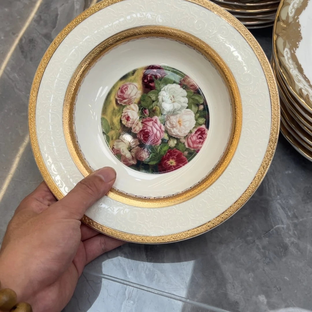 【闪购商品】瓷片艾****?8.5寸草帽盘两个微瑕