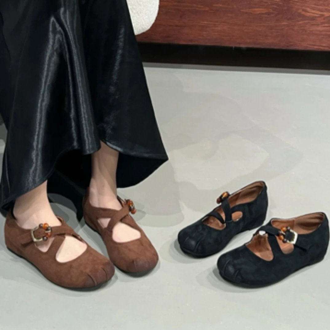 复古法式内增高玛丽珍鞋胶粘森系低跟单鞋浅口