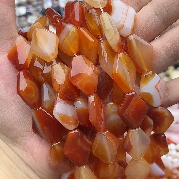 玛瑙/玉髓未镶嵌珠宝半成品一条17/22mm左右玛瑙棱形片珠