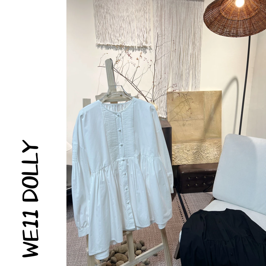 Dolly(深夜对白)文艺风风琴褶重工中长款宽松衬衫