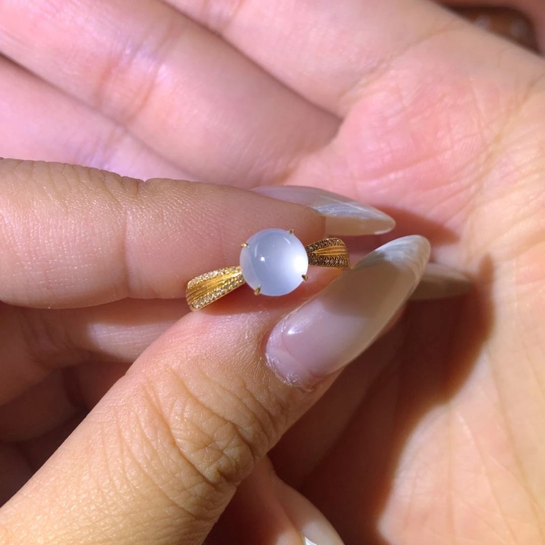 翡翠18K金镶嵌戒指翡翠