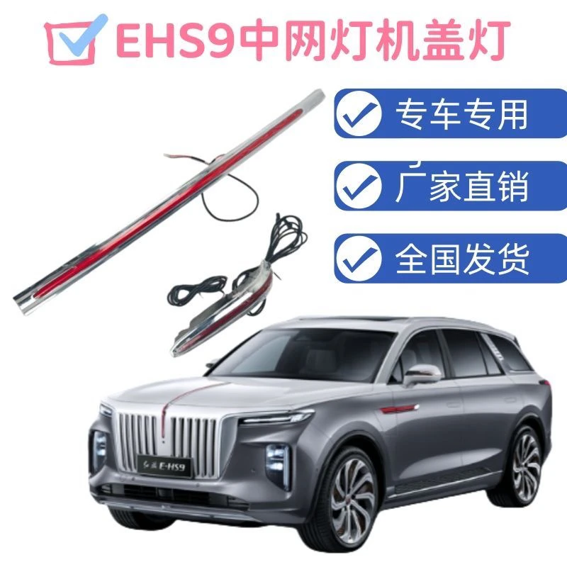 适用于红旗Ehs9旗标灯发光车标机盖灯中网灯流光灯