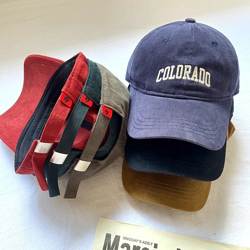 字母colorado帽子简约刺绣情侣圆顶百搭韩版棒球帽街头软顶
