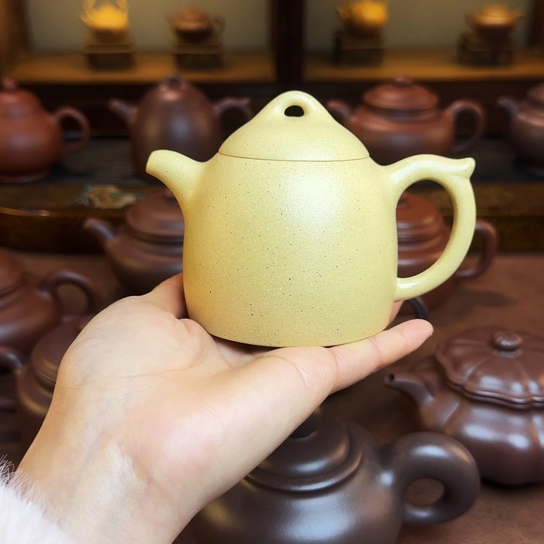 紫砂茶壶秦权壶，本绿