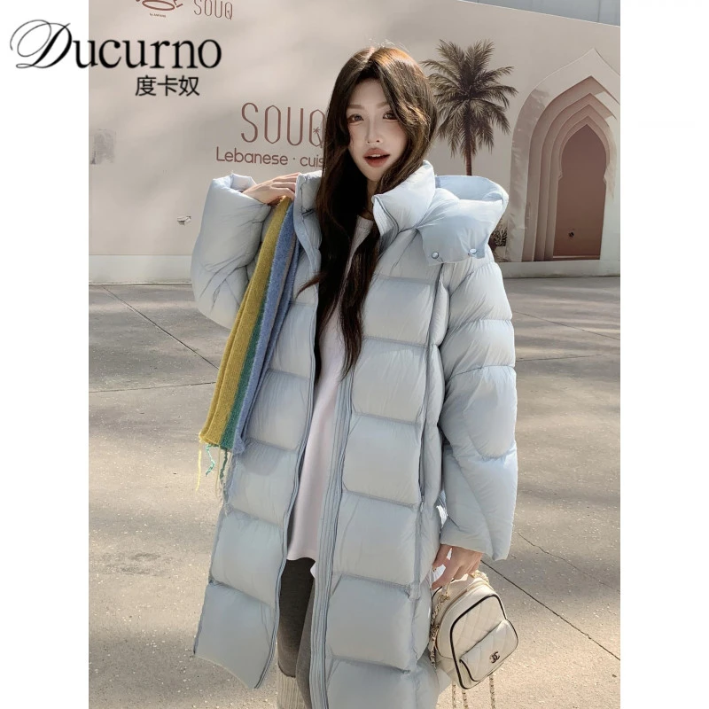 90白鸭绒羽绒服女2025年冬季新款中长款过膝云朵泡芙加厚冬季外套