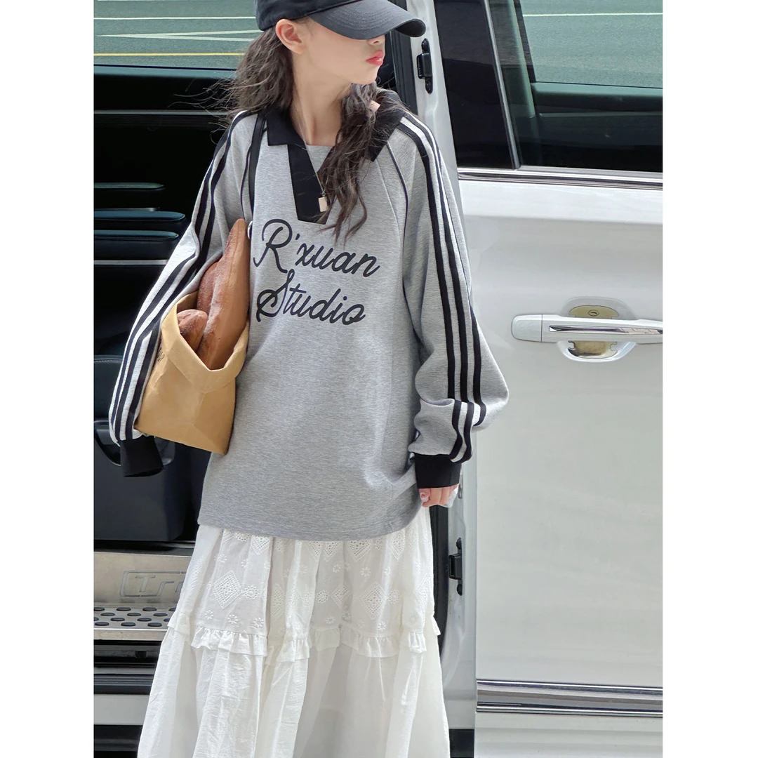 K29463孙小美女童翻领卫衣2025新款秋装儿童长袖上衣春秋衣服