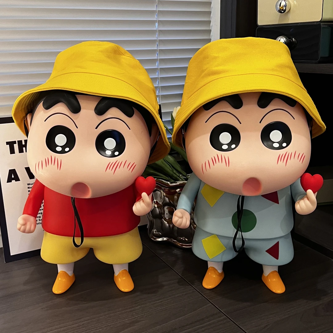 42厘米大号创意经典比心蜡笔小新动漫模型卧室桌面摆件公仔礼物