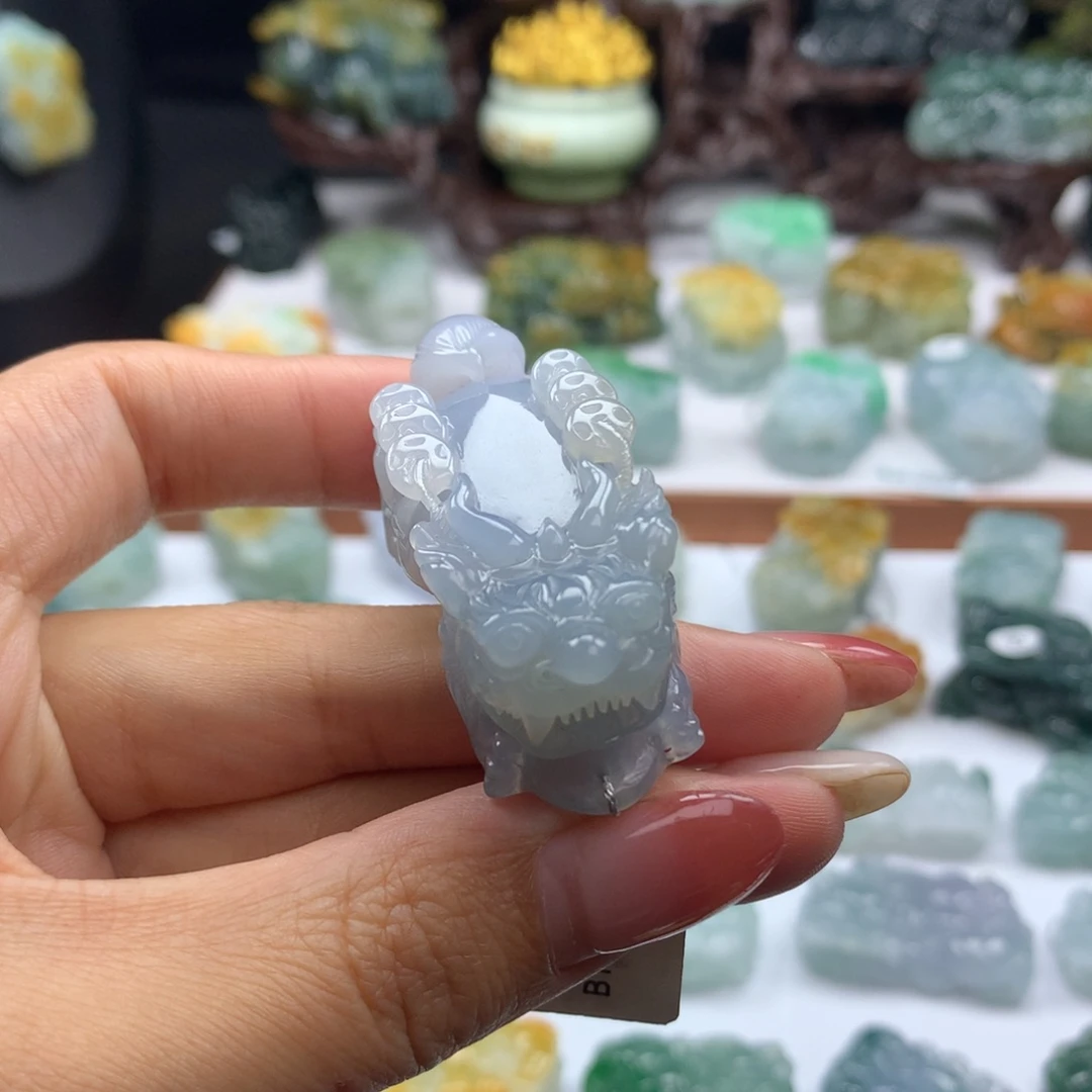 颈饰未镶嵌翡翠A28 紫罗兰正身金钱貔貅
