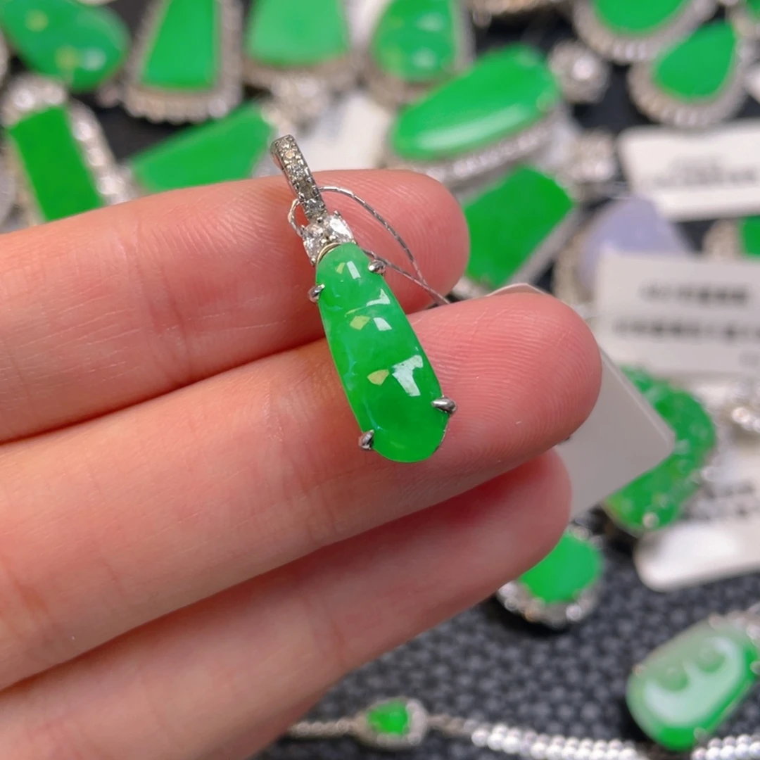 翡翠银S925镶嵌吊坠(不含链)