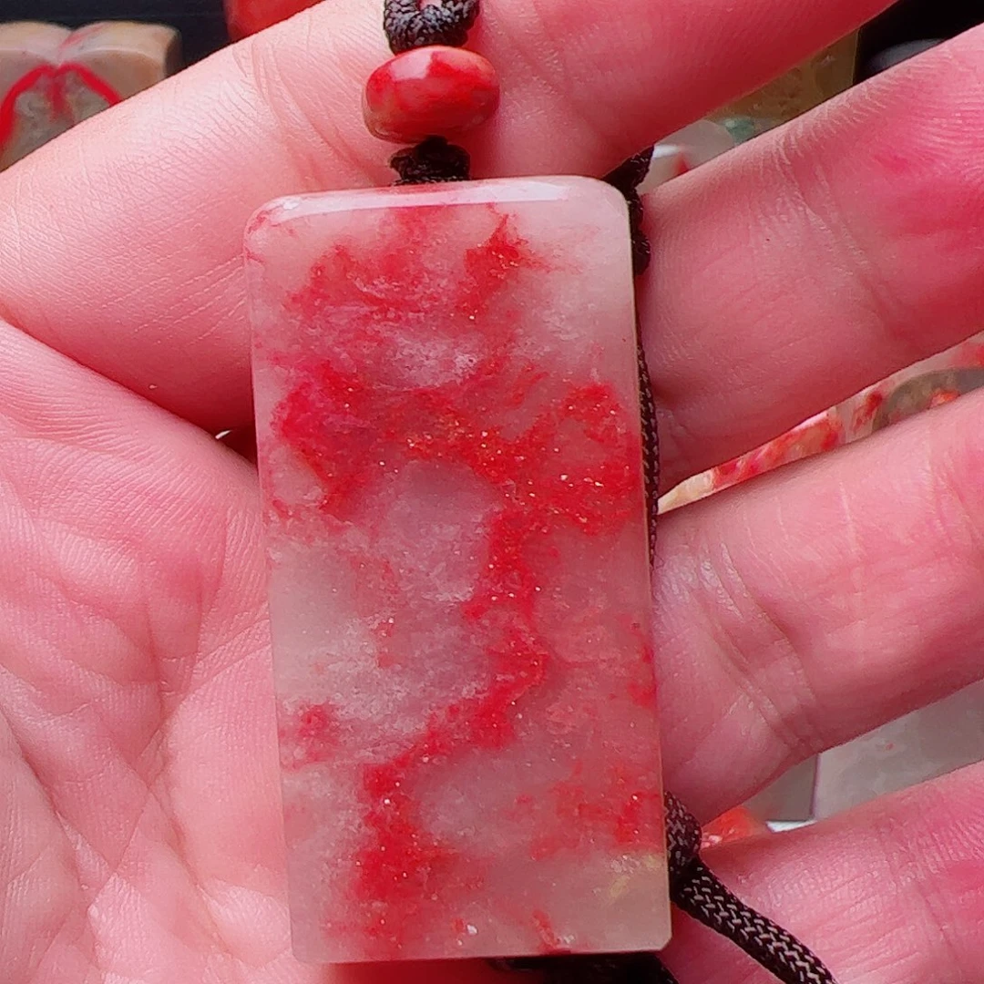 泰***华巴林石鸡血石平安无事牌