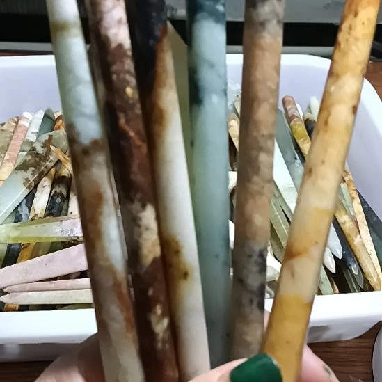 蛇纹石玉合金蛇纹石岫玉发簪子