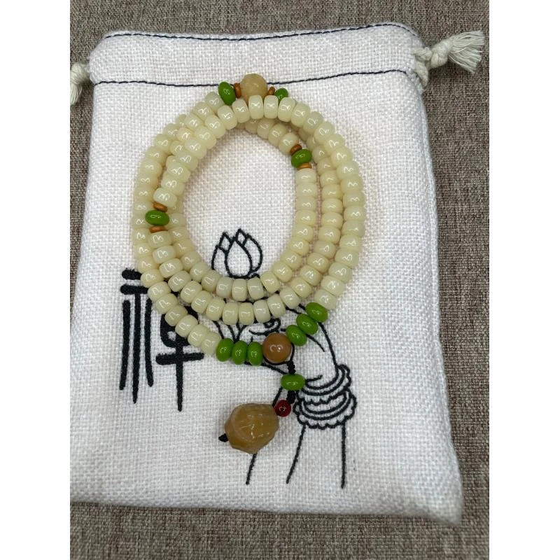 【羊脂玉菩提108颗】原生态菩提108颗 卡6*9直切珠