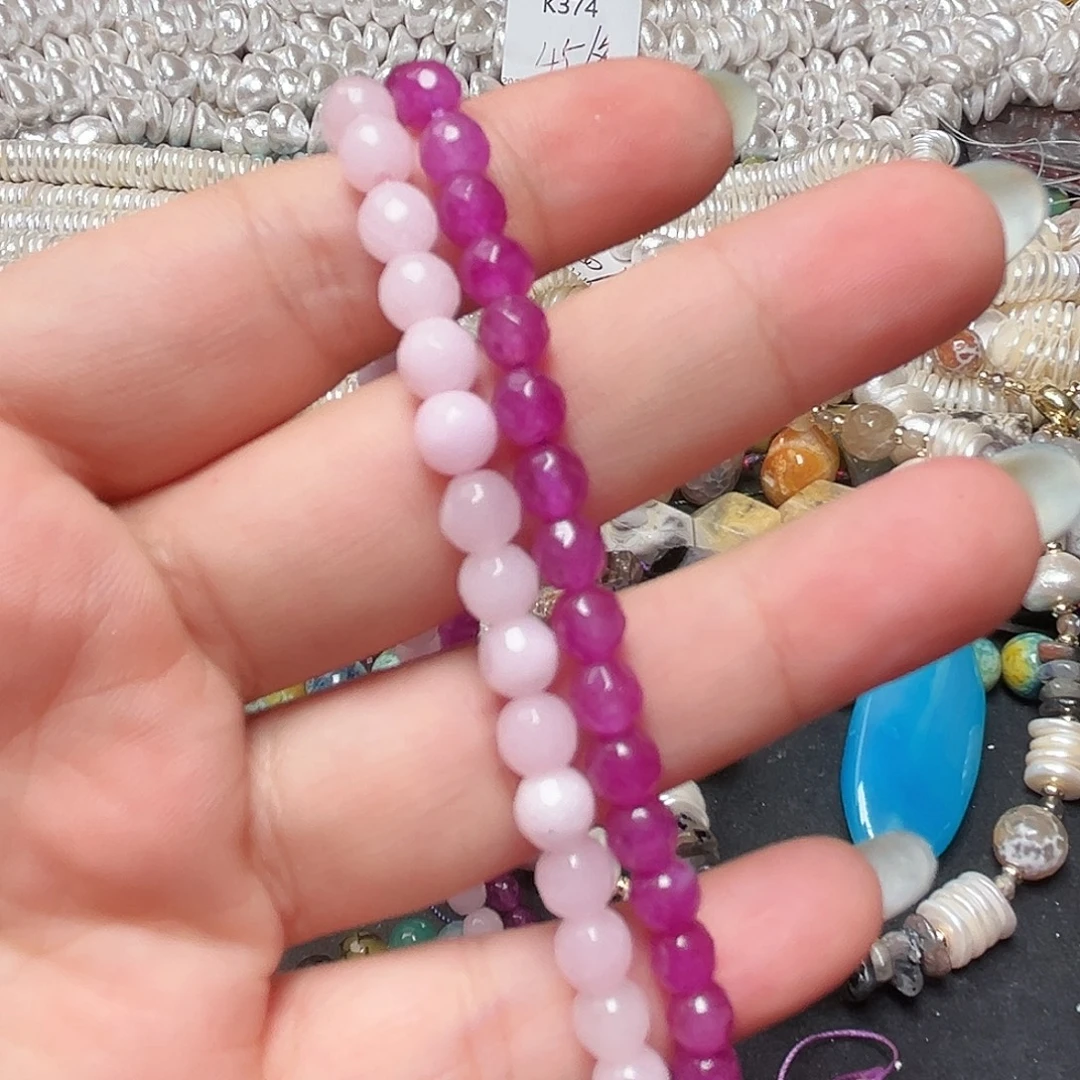 玛瑙/玉髓未镶嵌珠宝半成品K421。打包2条6mm