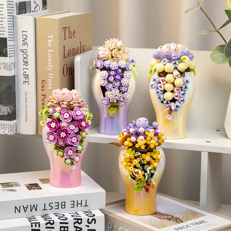 2025新款JAKI佳奇炫彩多肉盆栽积木花桌面高级摆件送女孩生日礼物