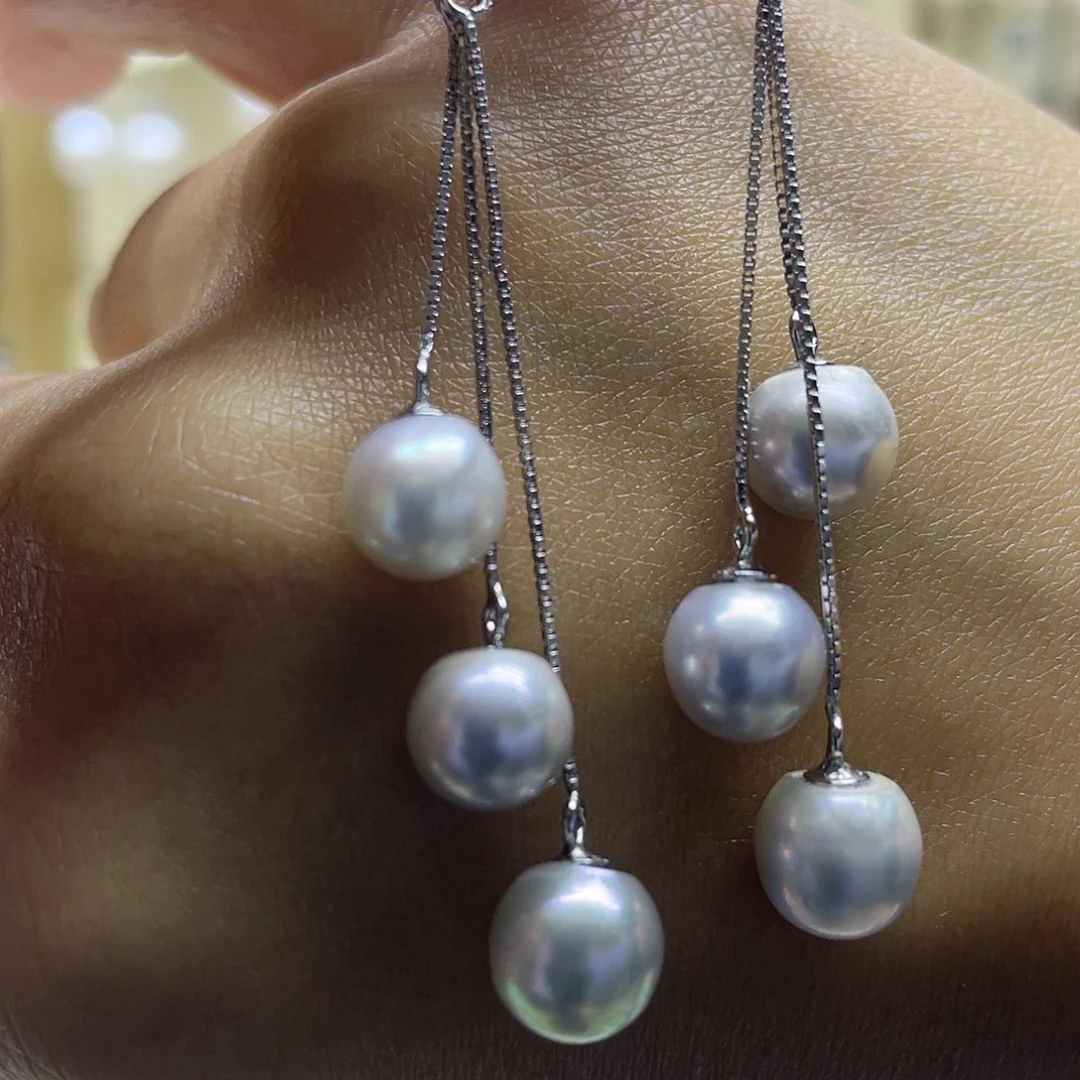 银S925镶嵌耳饰海水珍珠