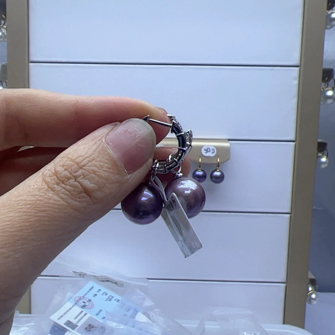 淡水珍珠耳饰银S925镶嵌