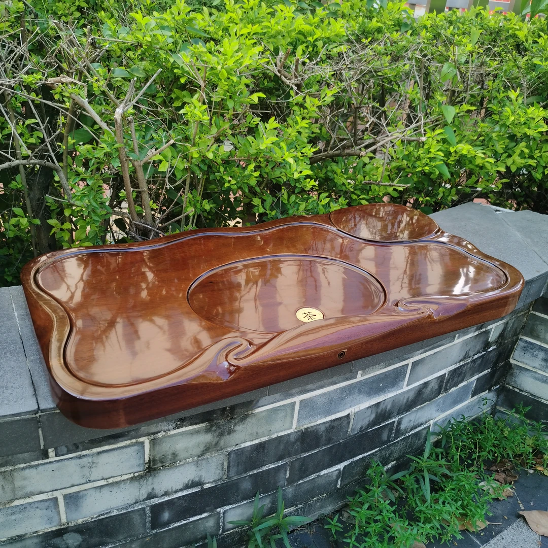 【托鞋佬】巴西黄檀茶盘茶台实木办公天然储水茶海干泡台大板独板