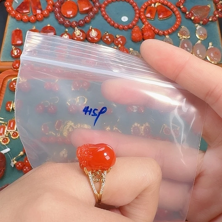 南红玛瑙银S925镶嵌戒指