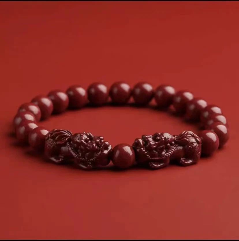 天然辰砂A017双貔貅手串
