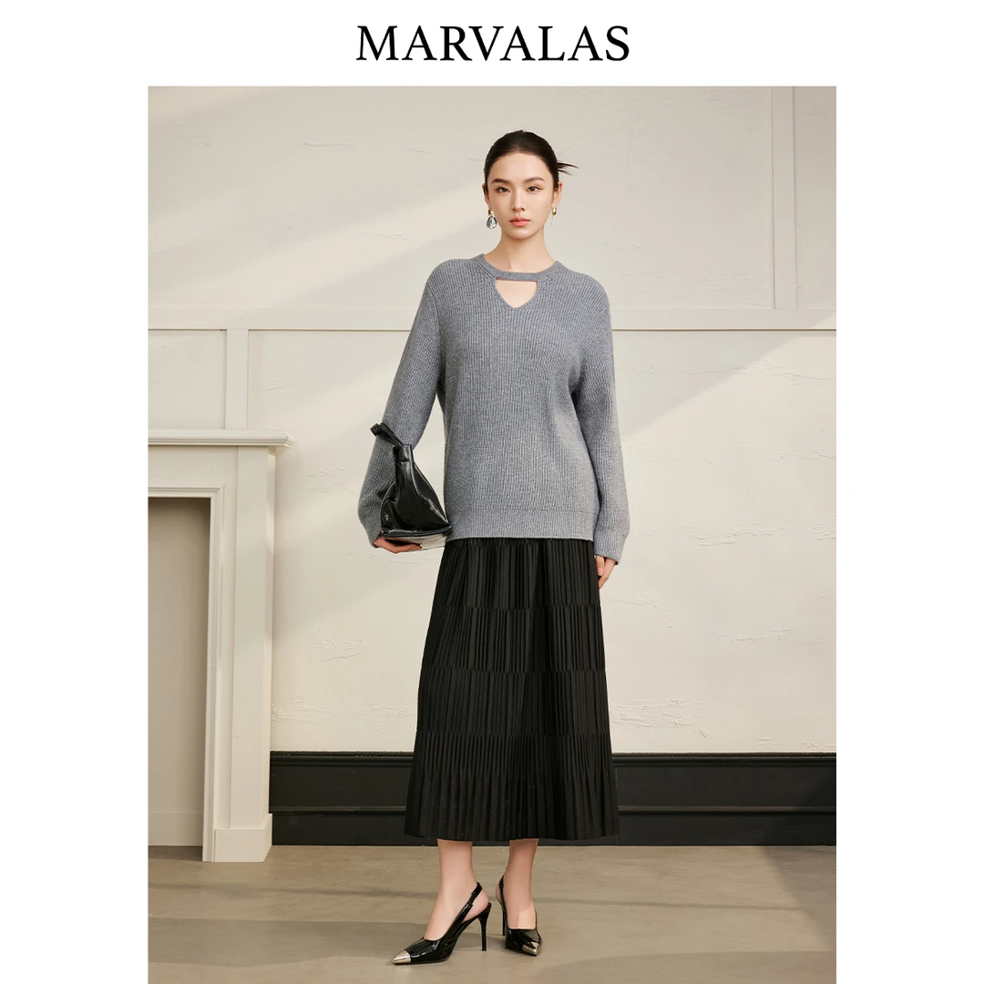 【开心专属】套头针织衫绵羊毛混纺打底衫慵懒宽松纯色毛衣