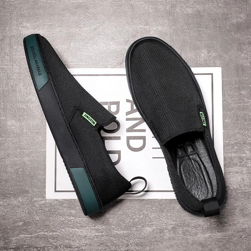 男鞋夏季透气网面懒人一脚蹬老北京帆布鞋潮流百搭休闲板鞋子男潮