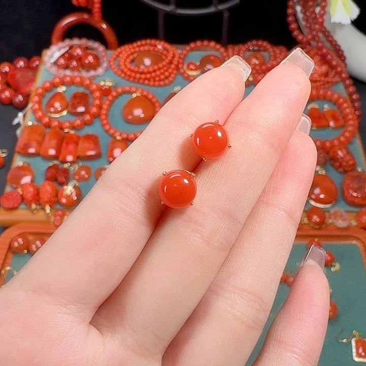 南红玛瑙银S925镶嵌8+