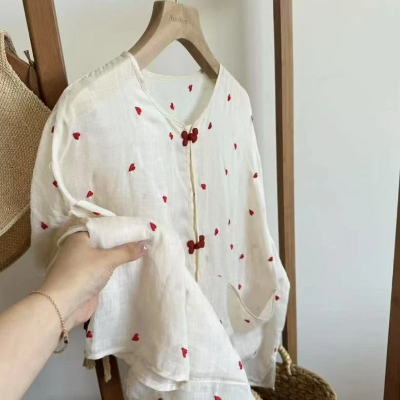 【好事多磨】2025夏季新款气质爱心通勤休闲时尚百搭防晒衬衫女