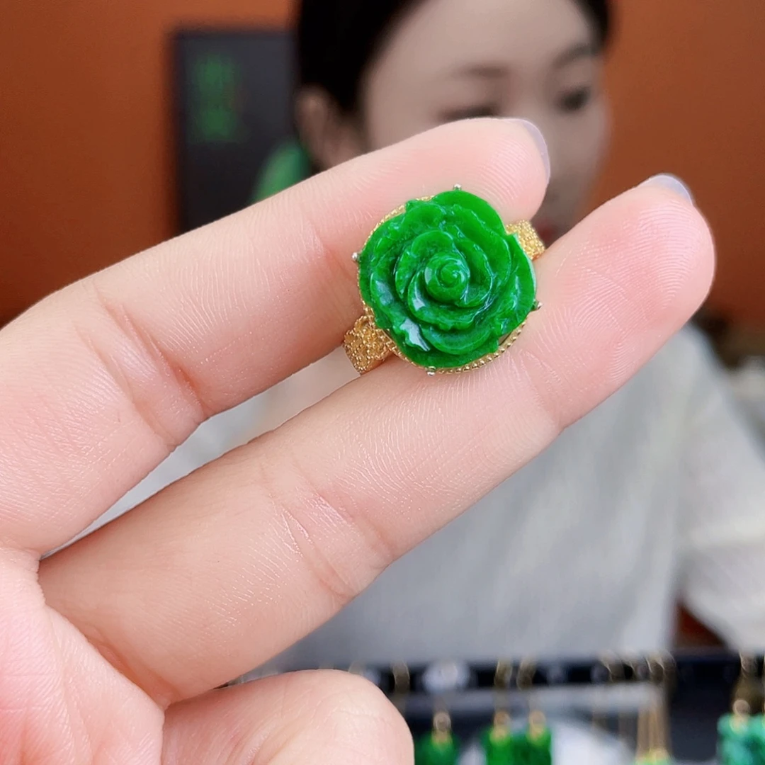 翡翠银S925镶嵌耳饰