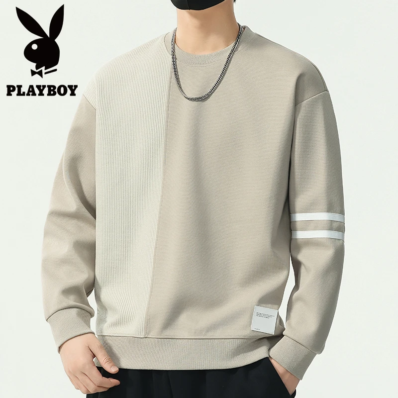 PLAYBOY/花花公子简约圆领高级感长袖T恤2025秋男款宽松长袖卫衣