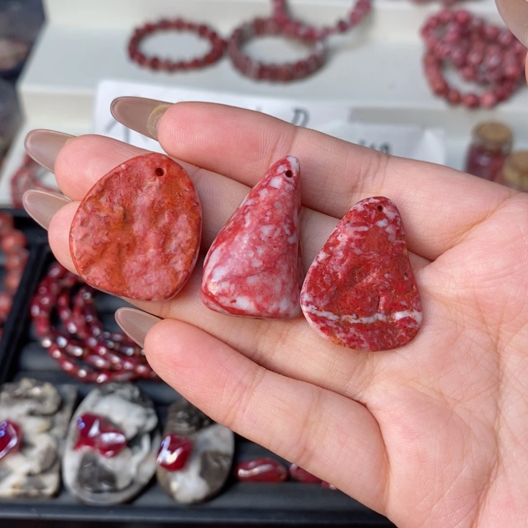 一****天然辰砂三颗打包随形吊坠