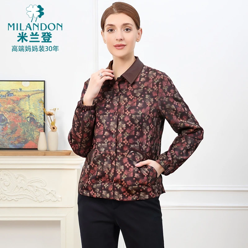 MILANDON/米兰登2025秋新款洋气印花女大码宽松透气外套YQC340105