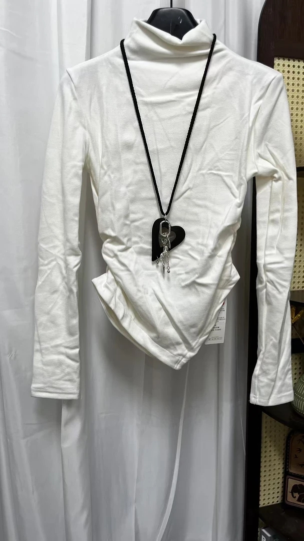 长袖半高领不规则打底