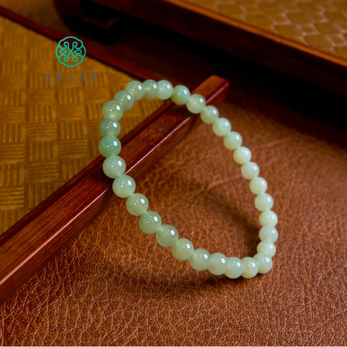 石惑珠宝*和田玉单圈手串-渐变圆珠约5+mm/多样性发一