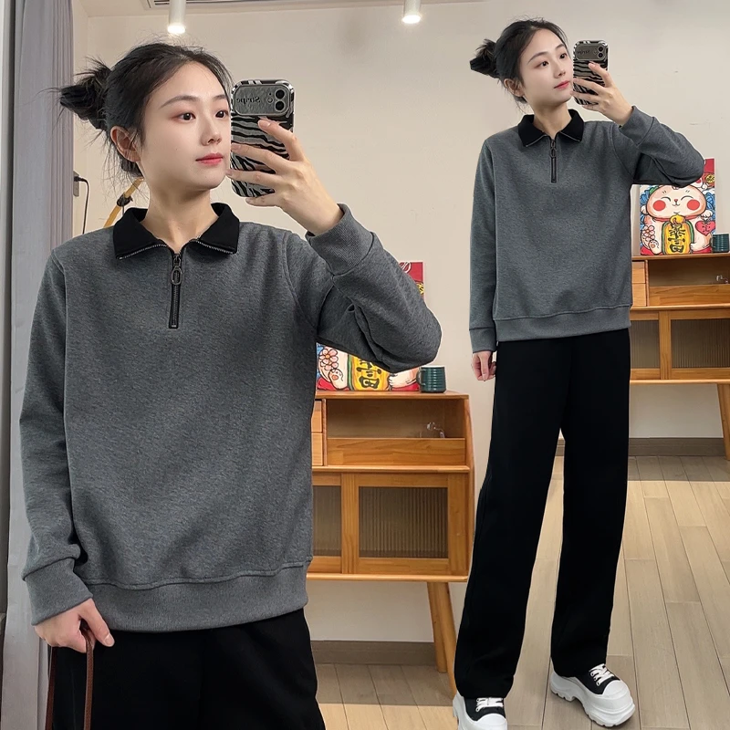 卫衣女款爆款2025新款正品宽松休闲外套女春秋时尚显瘦半拉链上衣