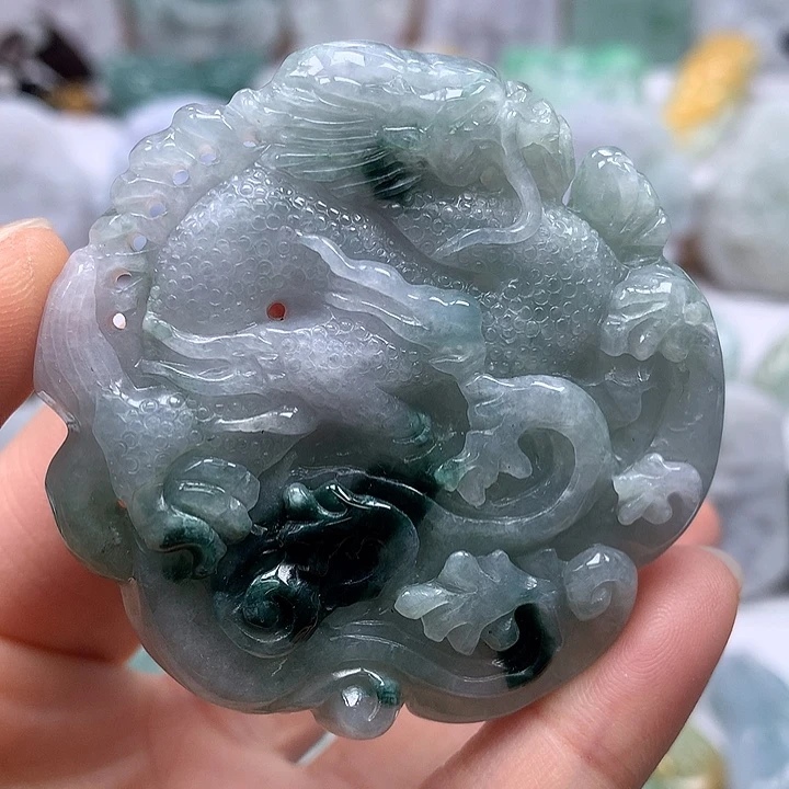 翡翠未镶嵌颈饰仿古龙行天下两面工艺福利