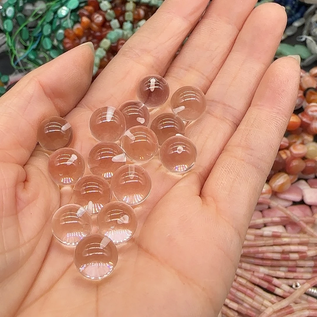 玛瑙/玉髓合金珠宝半成品白水晶10mm半孔2颗