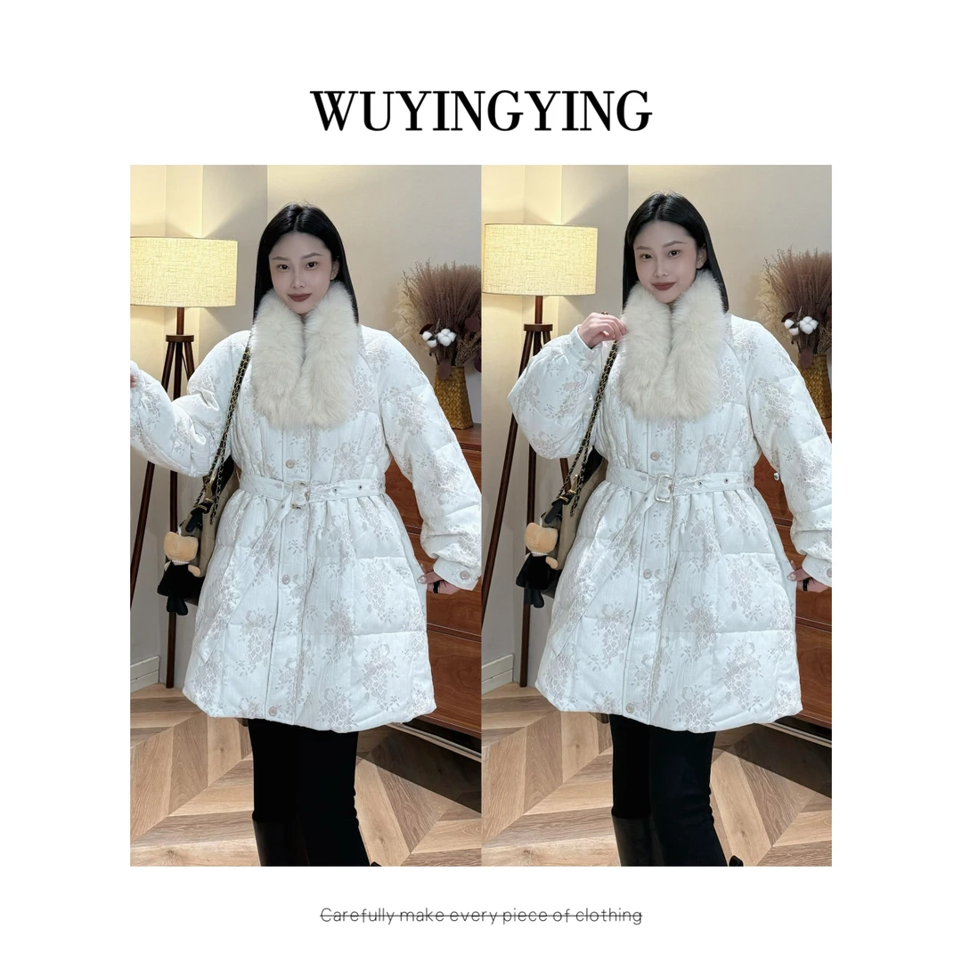 WUYINGYING【北国风雪】欧货高品重工提花收腰新国标90羽绒服