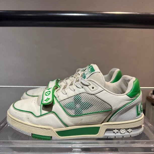 90新 LouisVuitton/路易威登 43码 无盒 Trainer 板鞋 白绿