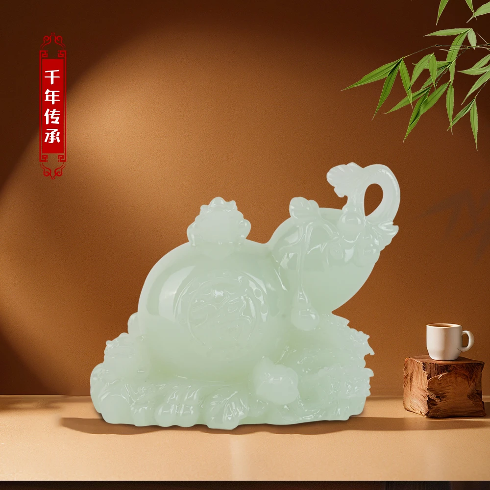 进财福禄兴客厅进门玄关酒柜博古架装饰乔迁送礼