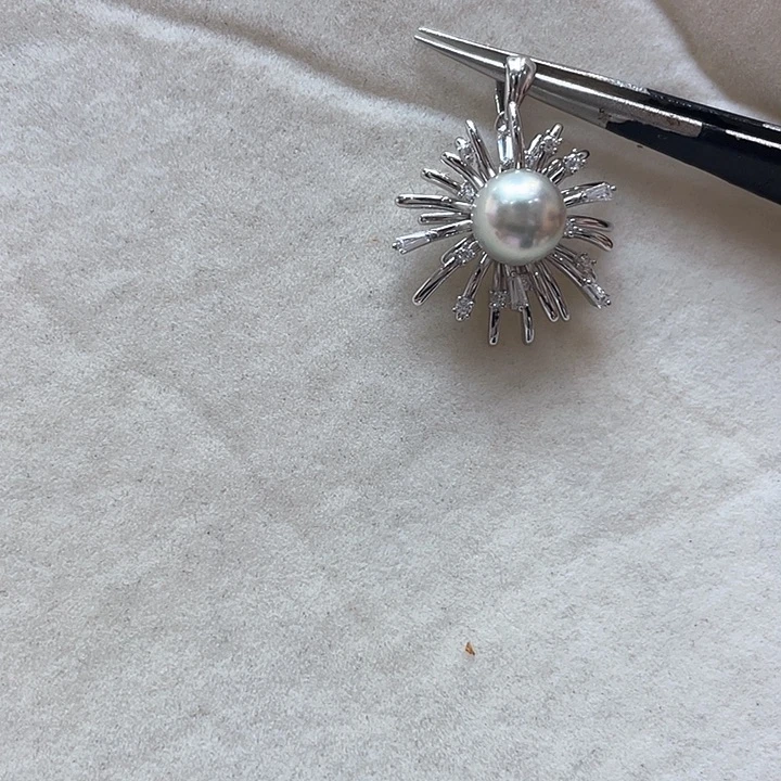 银S925镶嵌吊坠(不含链)海水珍珠