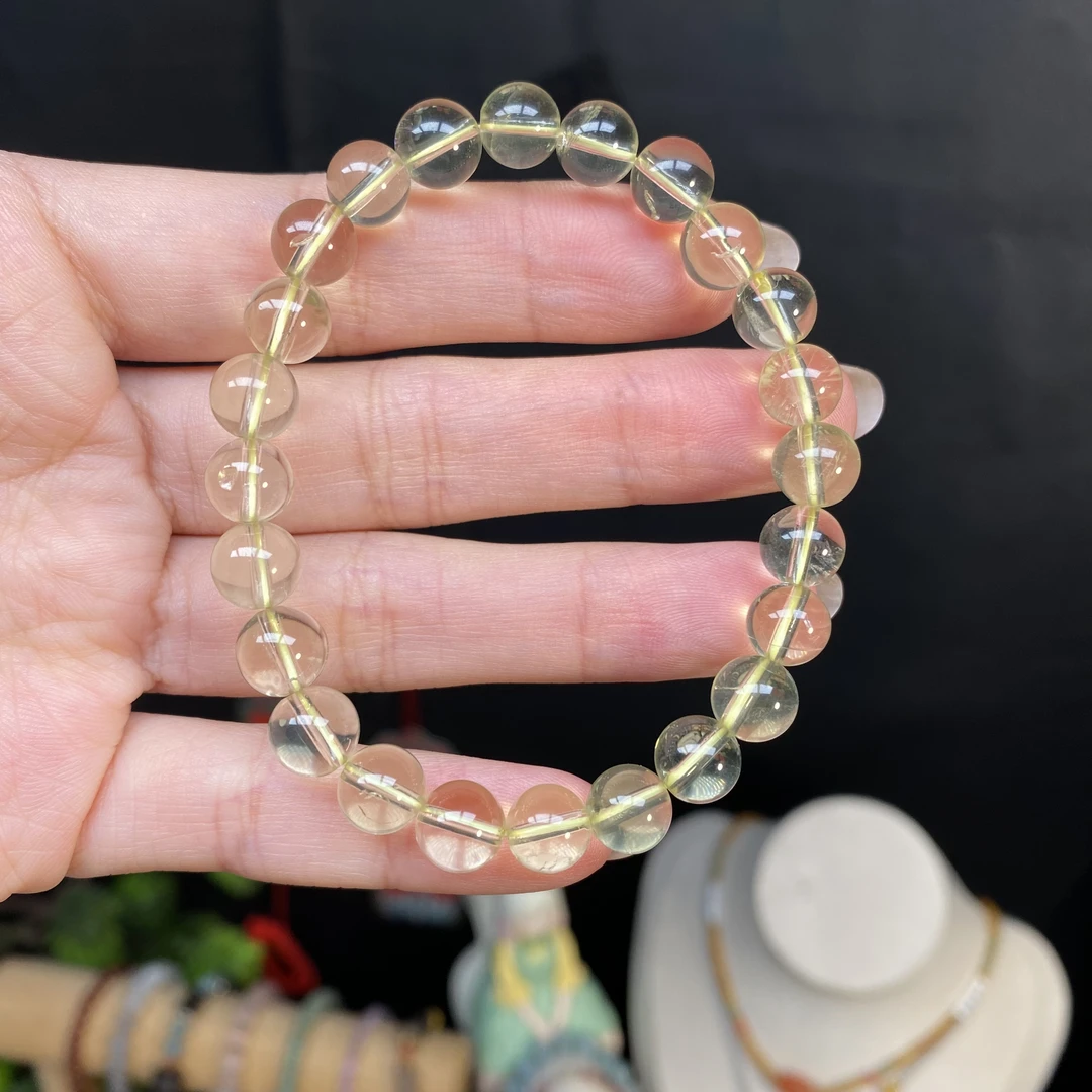 【柠檬黄水晶8m手串】A640黄水晶素圈手串轻奢时尚小众女款