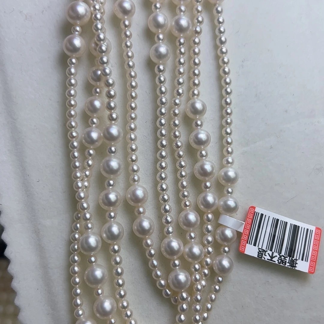 淡水珍珠颈饰银S925镶嵌花***女3-7毛衣链