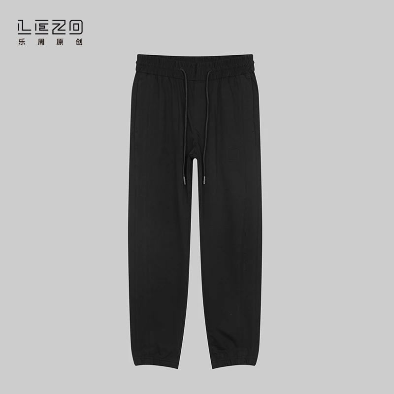 LEZO乐周原创 夏季针织九分束脚裤休闲版 925203703 黑色