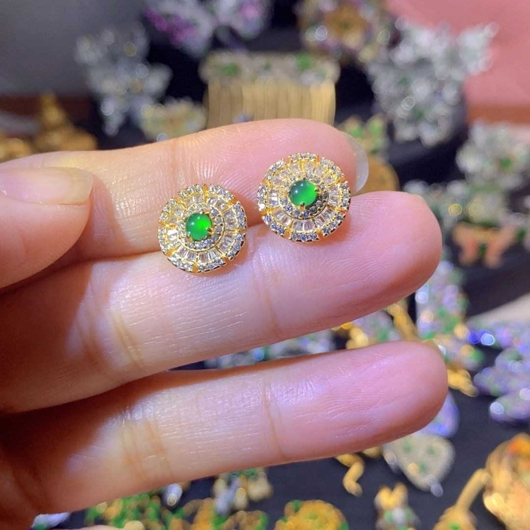吊坠(不含链)银S925镶嵌翡翠
