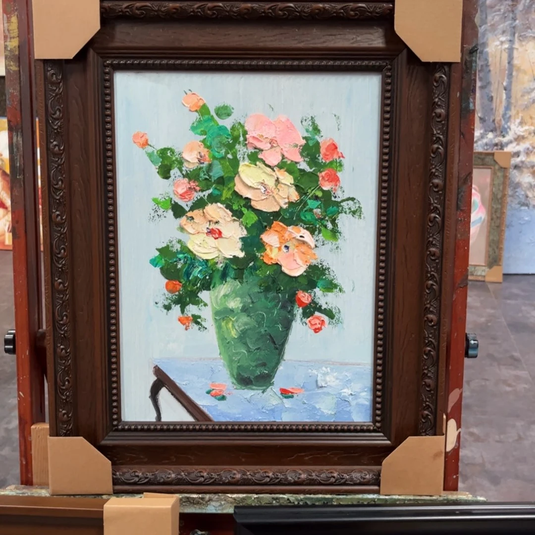 油画花卉纯手绘油画带框