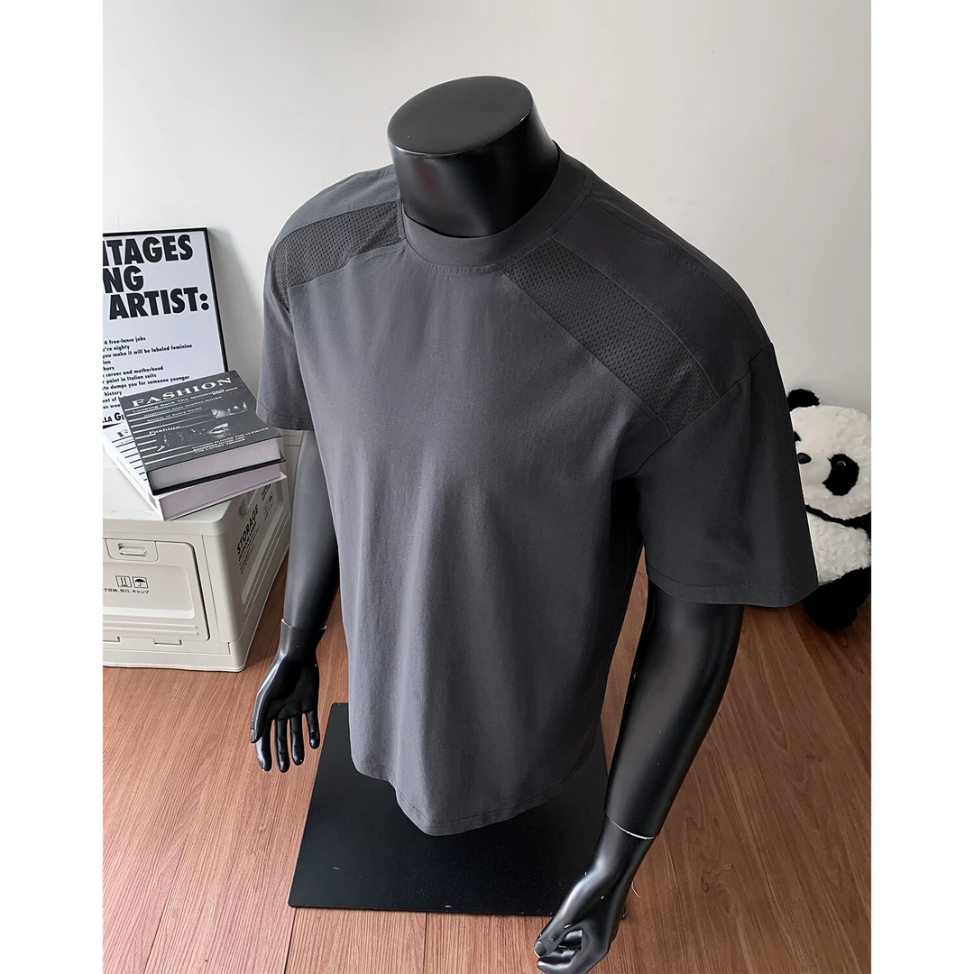 网眼透气冰丝短袖T恤男夏季薄款弹力速干防晒半袖美式高街运动服