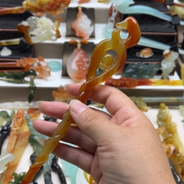 蛇纹石玉未镶嵌岫玉发簪