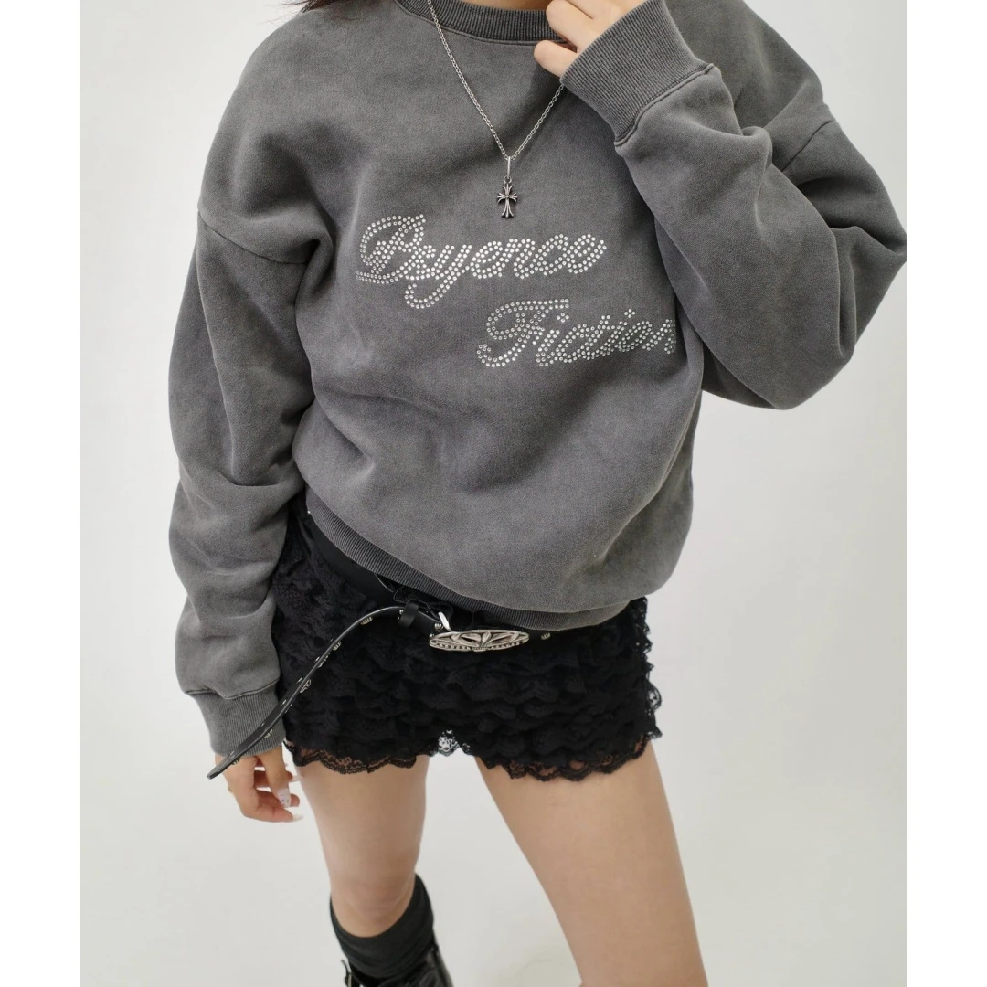 【Montendre】秋冬新款 W 烫钻水钻设计百搭休闲风纯棉卫衣