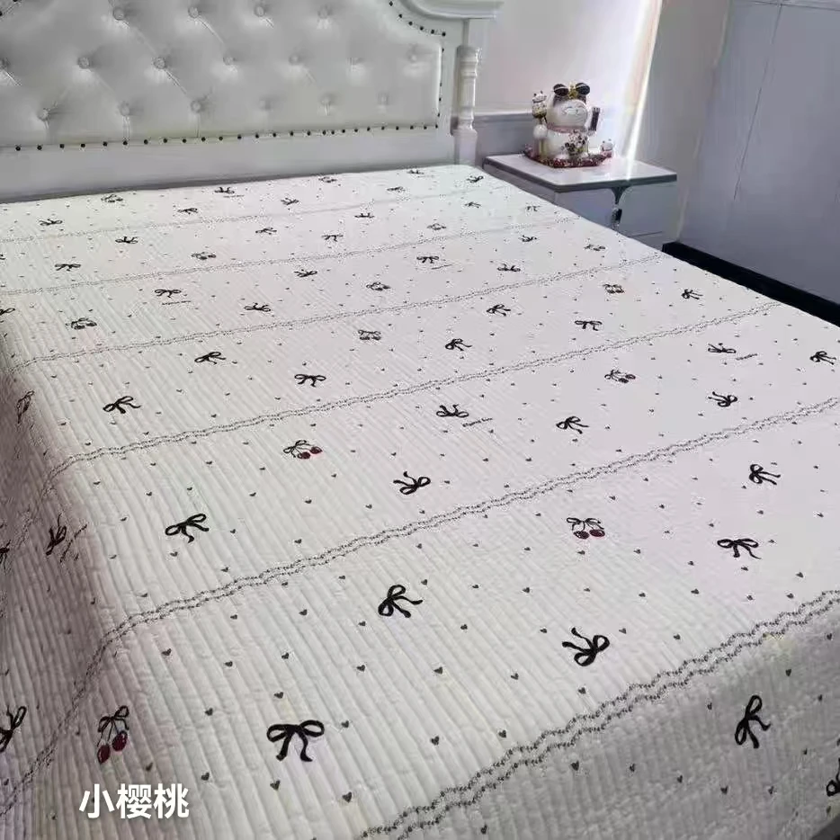 法式复古全棉四季纯棉舒适轻奢加厚小碎花夹棉床盖榻榻米床单绗缝